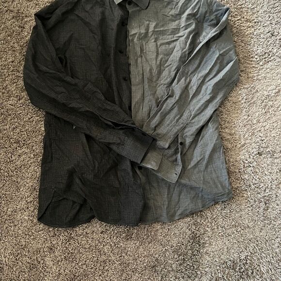 Two-Tone light gray and dark Gray Button-Up Shirt - Picture 1 of 1